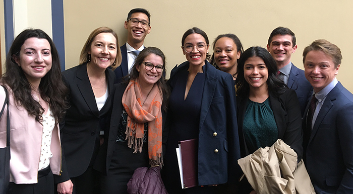 Abraham students with Congresswoman Ocasio Cortez