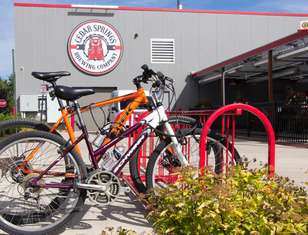 You can bike or even snowmobile to Cedar Springs Brewing along the White Pine Trail 