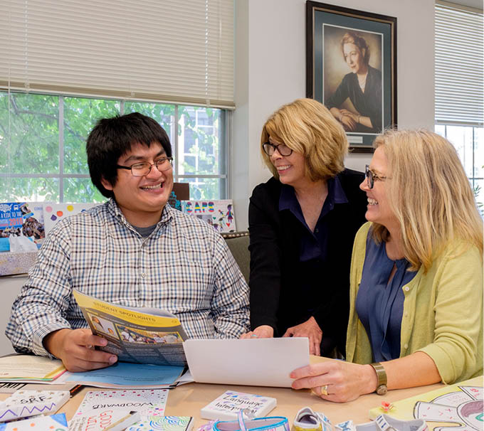 Hernandez at the CCE with Director Alison Geist and Associate Director Teresa Denton