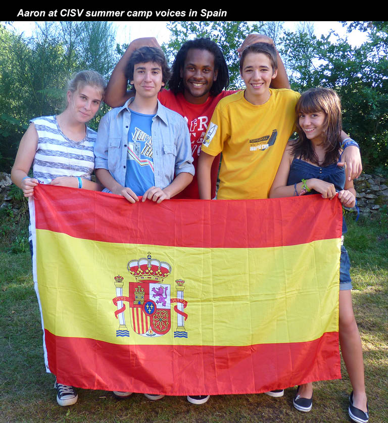 Aaron at CISV summer camp voices in Spain