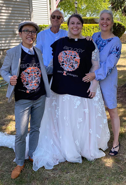 Lenya Friesner and Chau Pham with wedding dress