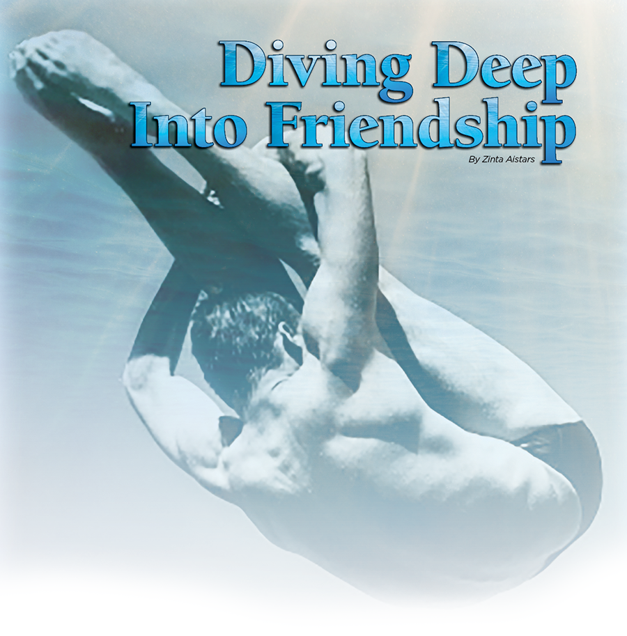 Diving Deep into Friendship by Zinta Aistars, image of man diving