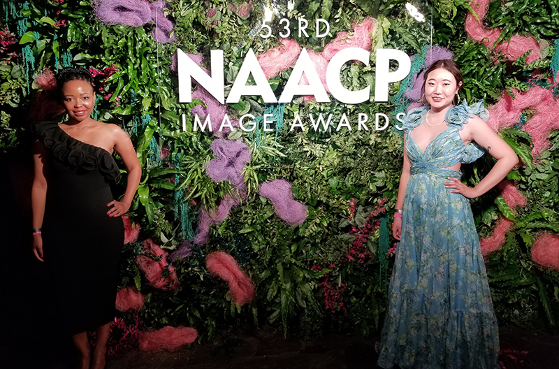 Christine Ch '17 and Phumi Morare at the NAACP Image Awards