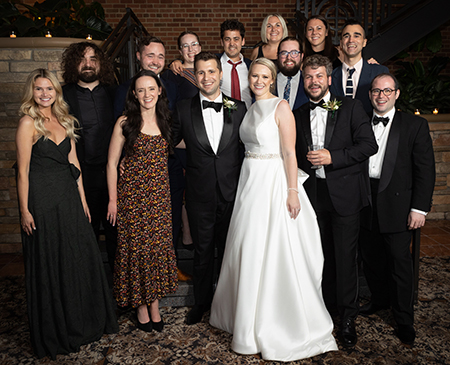 Allison Tinsey '14 and Josh Abbot '13 at their wedding with fellow K alum