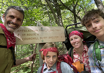 Julia (Quigley) Long ’97, her husband Dave, and their children, Carter and Fiona.