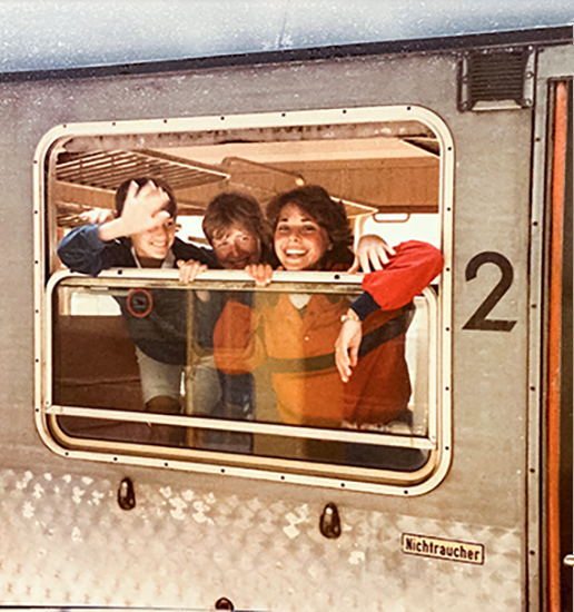 Patty (Franke) Williams on a train