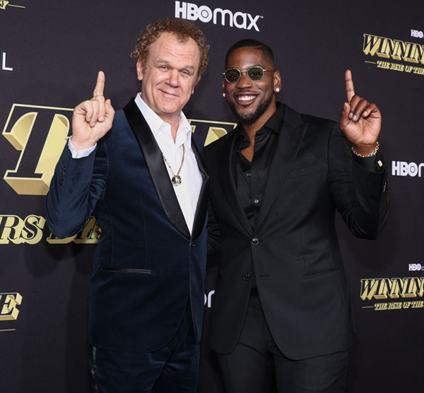 John C. Reilly and Quincy Isaiah '17 at the Premiere of HBO's Winning time on March 2, 2022, in Los Angeles