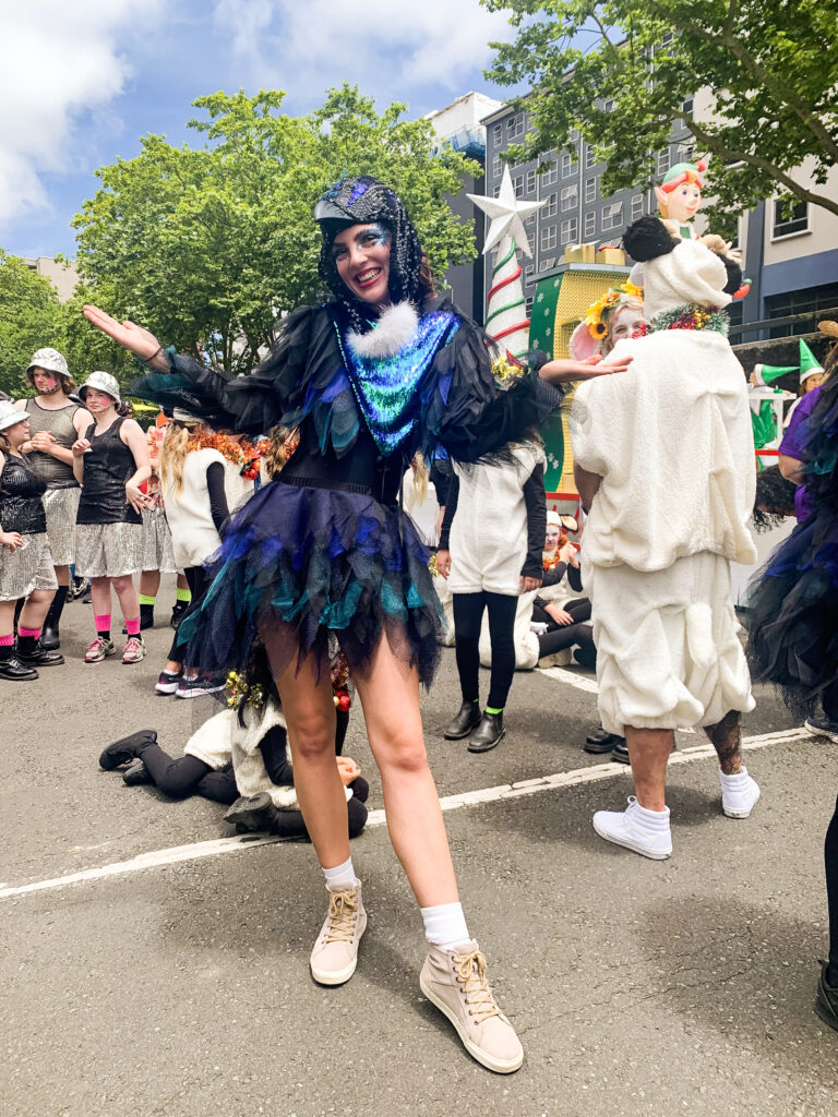  Elle Waldron ’23 marching in the Santa Parade in New Zealand.